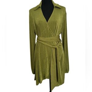 NWT Princess Polly Faux Wrap Sage Green Mini Dress Size 4
